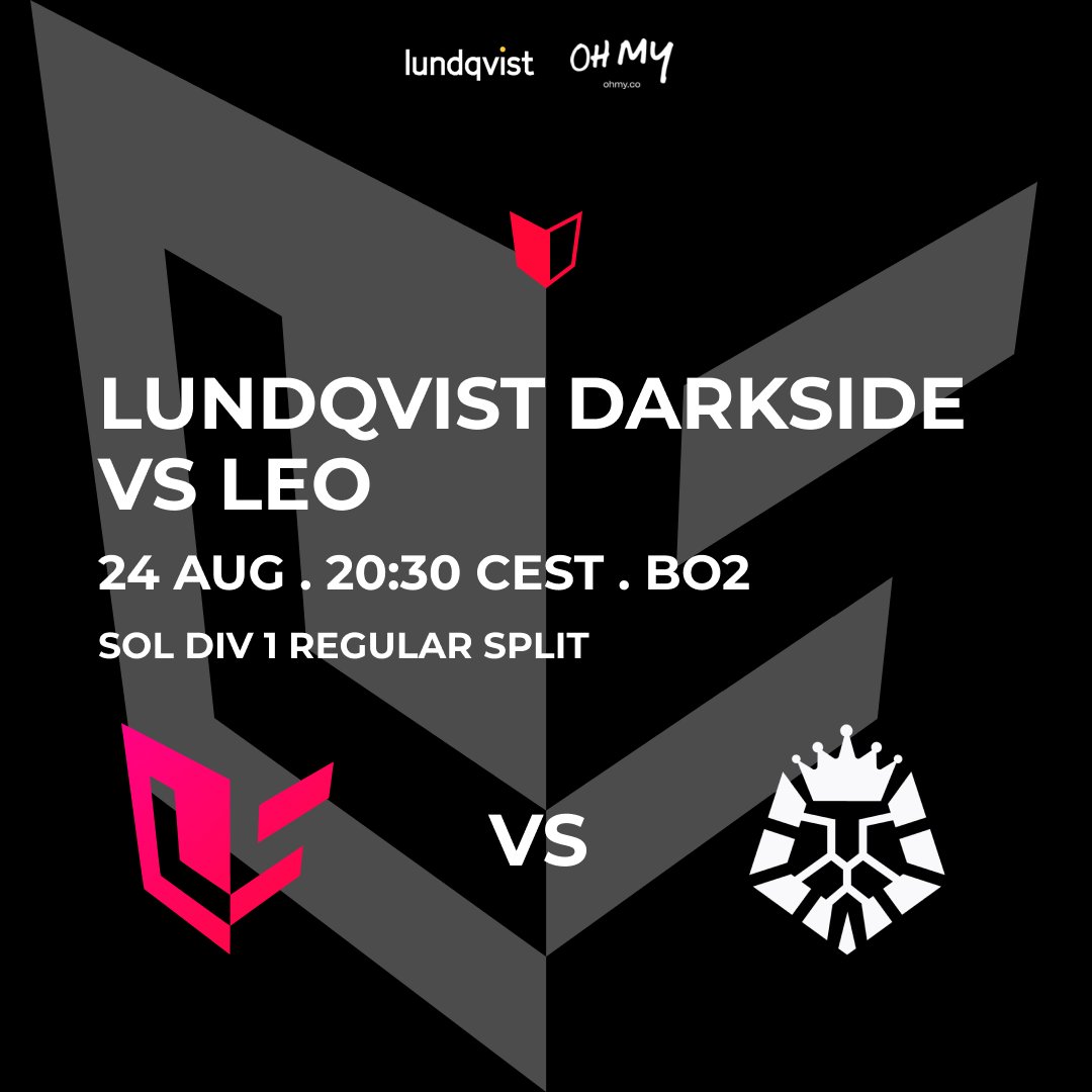🔴DARKSIDE MATCH DAY🔴

The most prestigious matchup of the regular split is finally here. 4x previous/ current Lightside players have snuck their way in the academy team series.

Who will rise — <a href="/Kaiitania/">Kaitania</a> or <a href="/RustySniper_EUW/">RustySniper</a>?

Darkside vs <a href="/LundEsports/">LEO - Lund Esports Organization</a> at 20:30 CEST

Streams⬇️