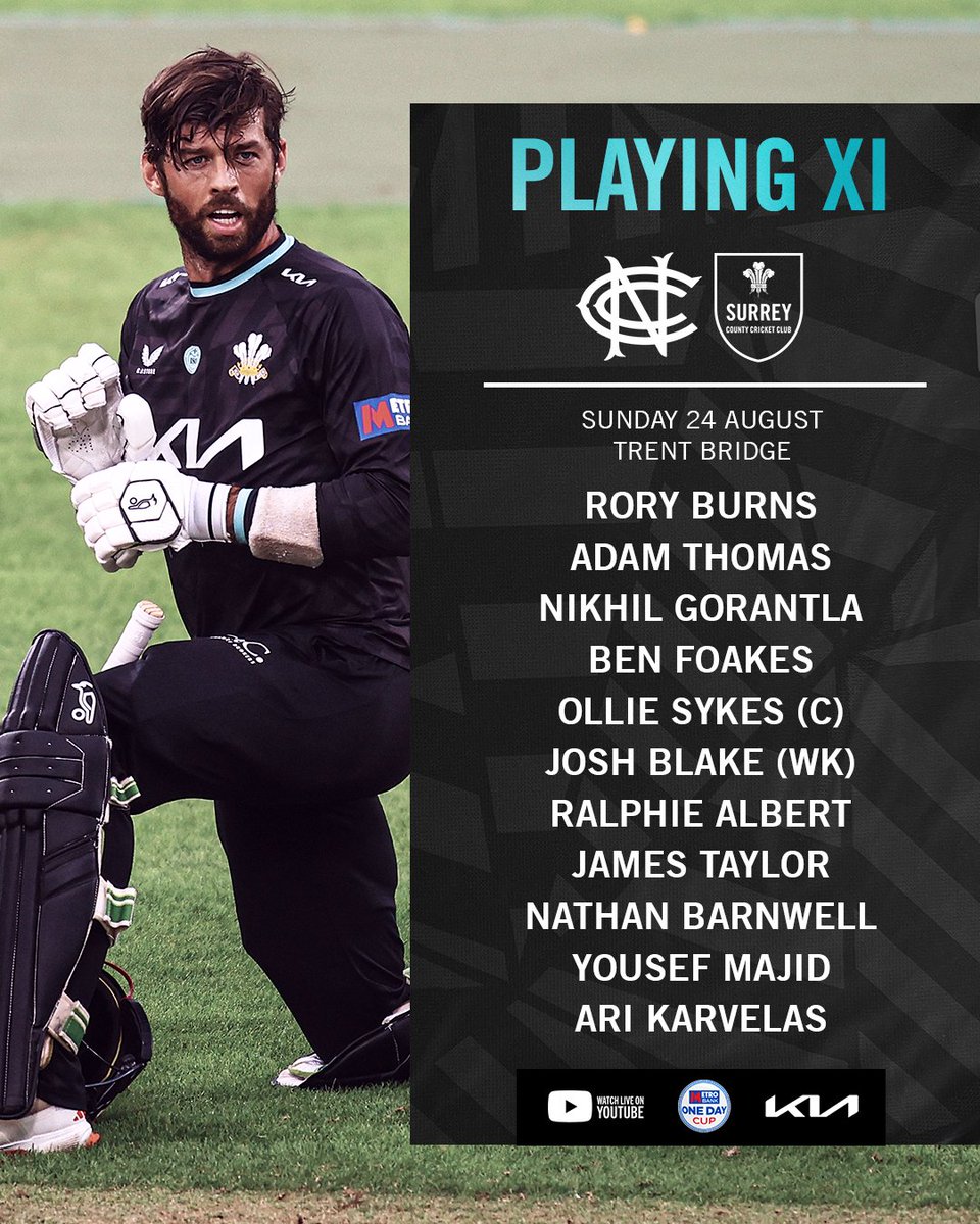 🔙 Ben Foakes return for the clash at Trent Bridge.

🪙 Captain Ollie Sykes wins the toss and elects to bat.

🤎 | #SurreyCricket