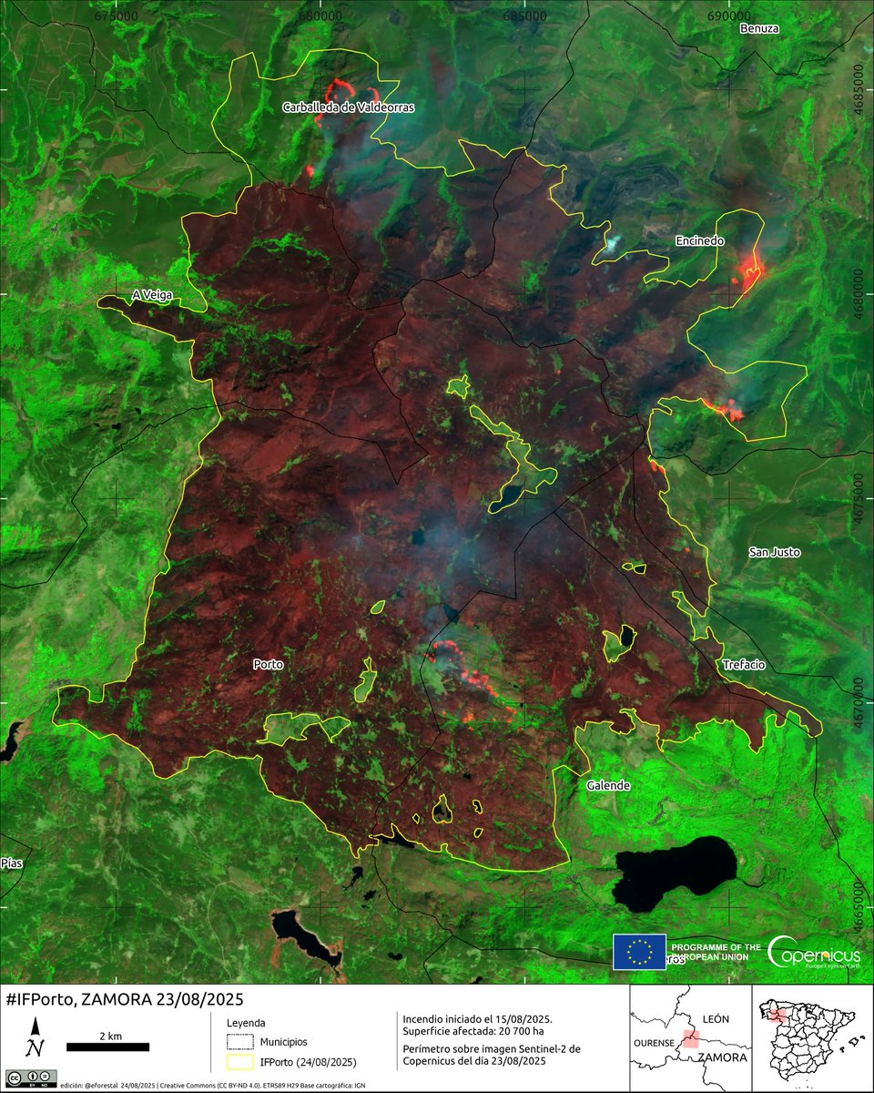 educación forestal (@eforestal) on Twitter photo 🔥344 000 ha quemadas por los 53 Grandes Incendios Forestales producidos hasta hoy.
Aquí #IFPorto (Sanabria. Zamora-León) uno de los más activos actualmente visto por 🛰️#Sentinel2 de 🇪🇺<a href="/CopernicusEU/">Copernicus EU</a> ayer. 20 700 ha
ℹ️Actualizaciones en: edu.forestry.es/p/gif2025.html 🔥344 000 ha quemadas por los 53 Grandes Incendios Forestales producidos hasta hoy.
Aquí #IFPorto (Sanabria. Zamora-León) uno de los más activos actualmente visto por 🛰️#Sentinel2 de 🇪🇺<a href="/CopernicusEU/">Copernicus EU</a> ayer. 20 700 ha
ℹ️Actualizaciones en: edu.forestry.es/p/gif2025.html