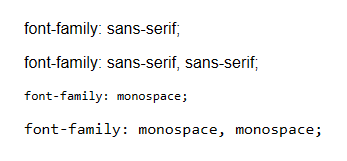 rebane2001's tweet photo. somehow i still keep learning new stuff about css

today i discovered that `font-family: monospace;` causes the text to become smaller!

you can get around this by doing `font-family: monospace, monospace;` https://t.co/jy4WJOwLKe