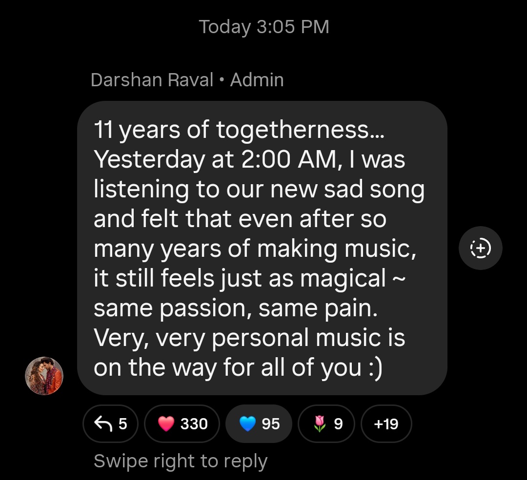 you know why it worked out even after 11 years, darsh? because it was never just "you" alone as musician or "us" alone as just fans. 
it has been mutual; the love, care, respect – it really has been US against all the odds! 🫠💙