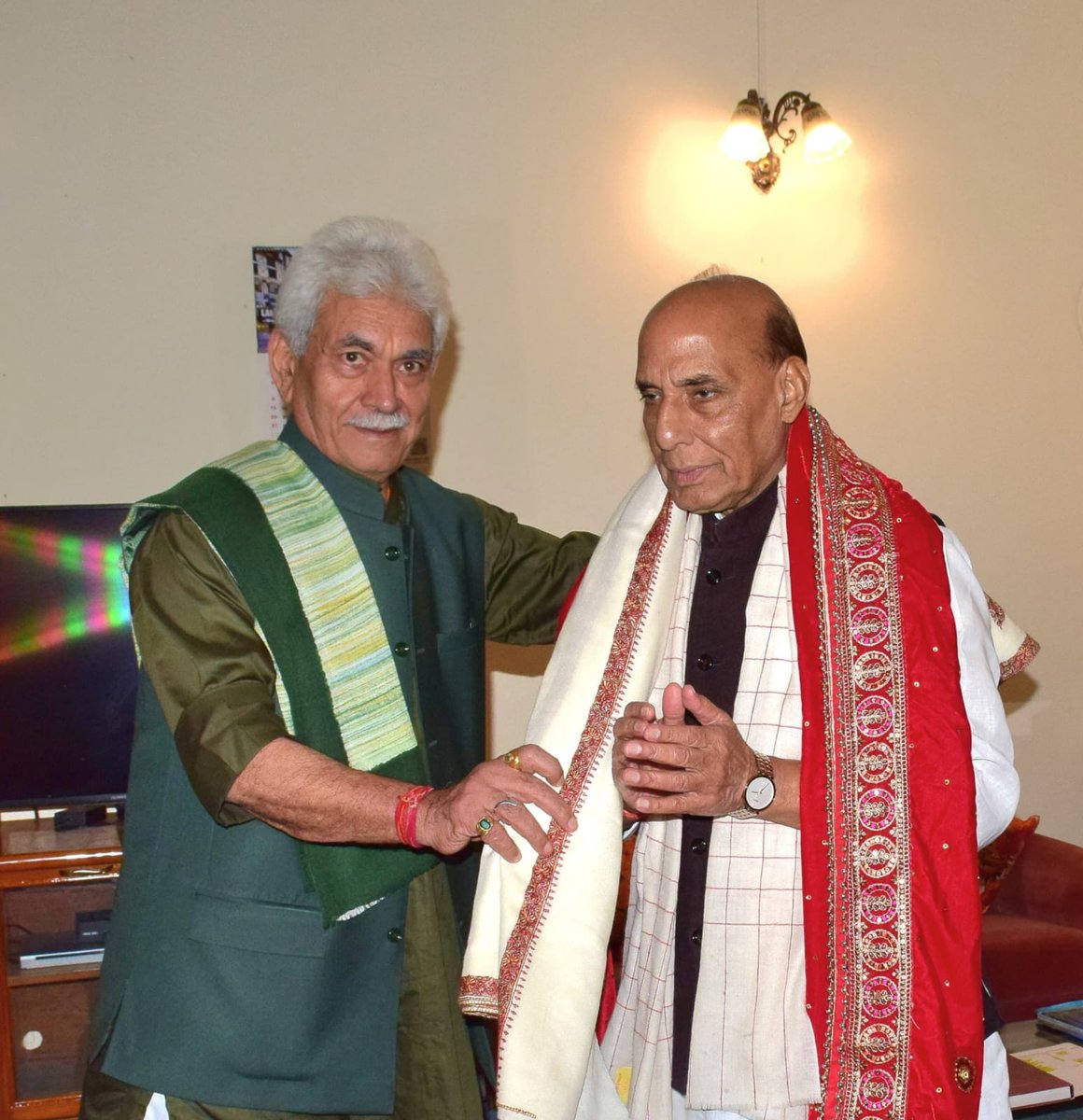 Welcomed Hon'ble Raksha Mantri Shri Rajnath Singh Ji at Raj Bhawan, Jammu.