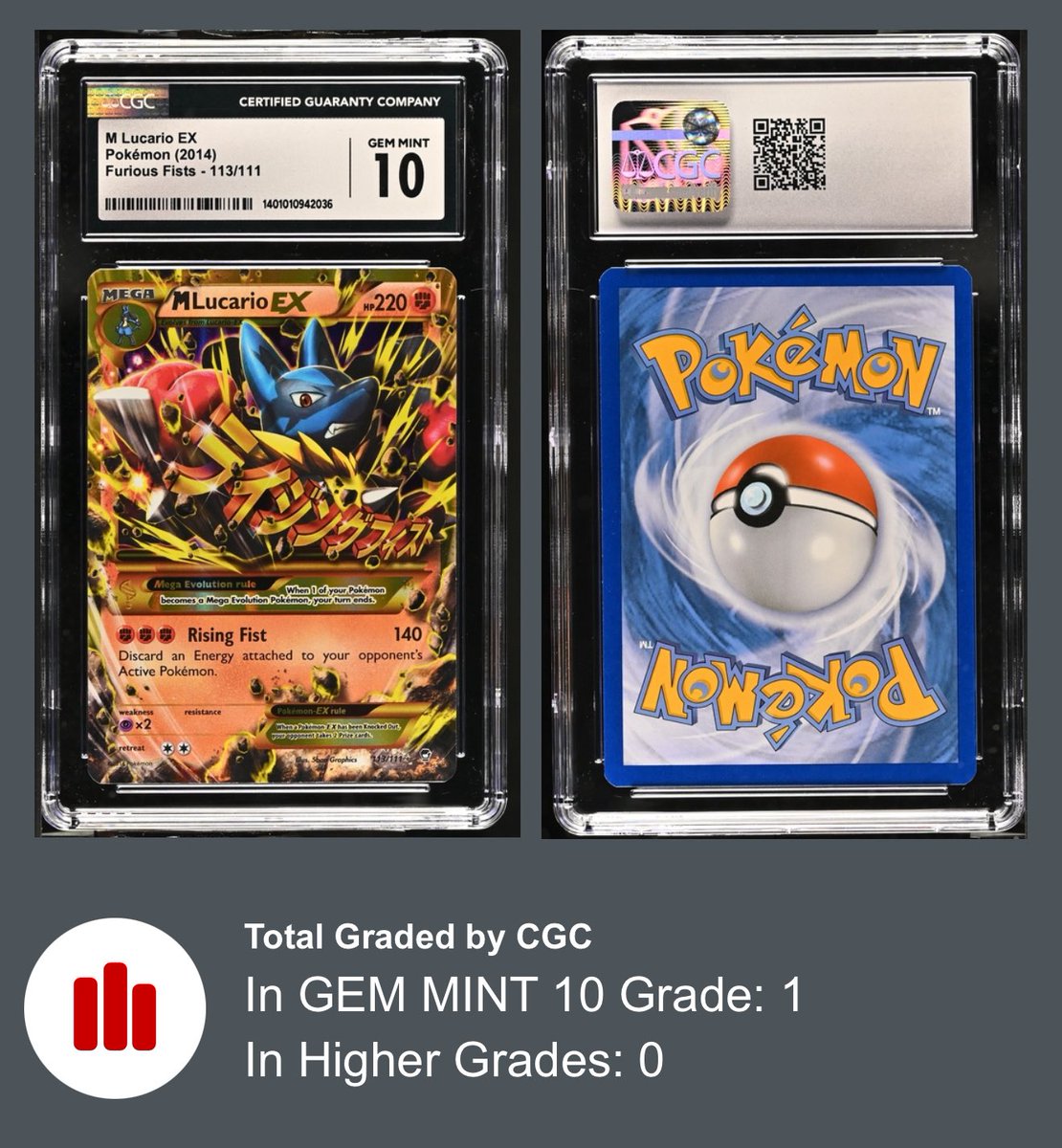 Christopher McCoy (@salientwolf) on Twitter photo 👊 CGC 10 M Lucario Secret Rare👊
- $2000, OBO
- Pop 1 none higher, very rare.
- Pop 50 PSA 10’s, last sold was 3k
- F&F appreciated, G&S add 3%
- Trades at 80%
- Retweets appreciated! 🙏
<a href="/CardboardBanger/">💥 Cardboard Bangerz 💥</a> <a href="/VantaSeries/">VantaSeries</a> <a href="/CoolGuyPodge/">Mitchell Cox</a> <a href="/BUYSELLTRADETCG/">BUY/SELL/TRADE TCG</a>
<a href="/TattooedBST/">TattooedBST</a> 👊 CGC 10 M Lucario Secret Rare👊
- $2000, OBO
- Pop 1 none higher, very rare.
- Pop 50 PSA 10’s, last sold was 3k
- F&F appreciated, G&S add 3%
- Trades at 80%
- Retweets appreciated! 🙏
<a href="/CardboardBanger/">💥 Cardboard Bangerz 💥</a> <a href="/VantaSeries/">VantaSeries</a> <a href="/CoolGuyPodge/">Mitchell Cox</a> <a href="/BUYSELLTRADETCG/">BUY/SELL/TRADE TCG</a>
<a href="/TattooedBST/">TattooedBST</a>