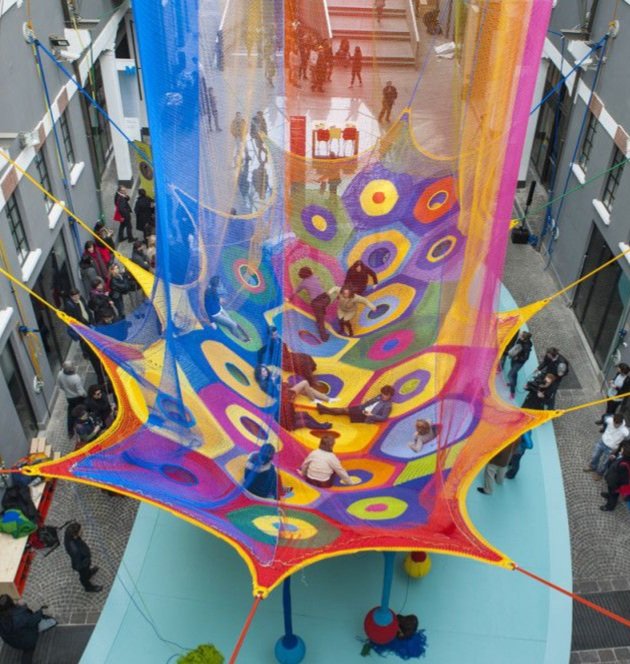 Japanese Canadian textile and fibre artist Toshiko Horiuchi Macadam creates huge interactive hand-crocheted playgrounds #UnravlingWomensArt