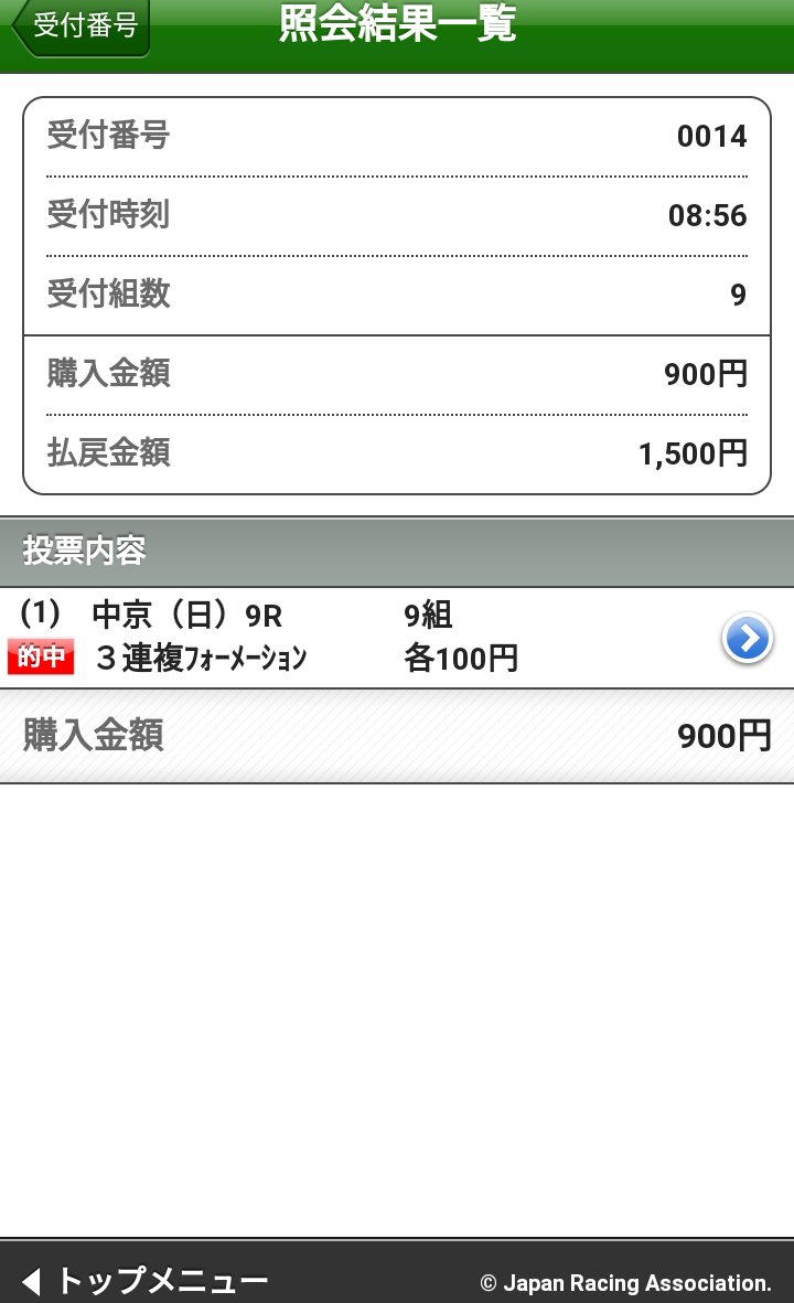中京9R、札幌9R🎯
幸先良い