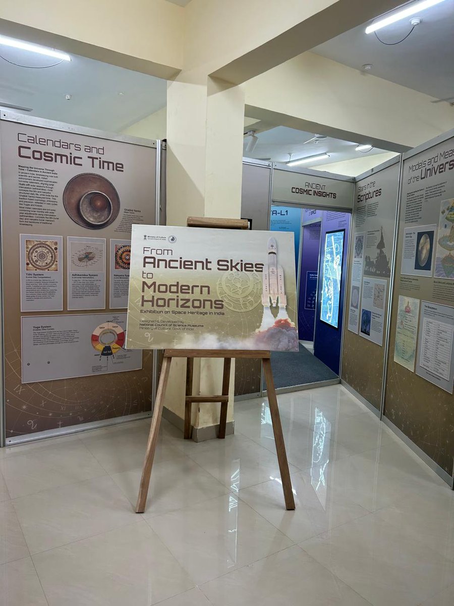 dscgulbarga's tweet image. The @dscgulbarga ,a unit of @ncsmgoi ,@MinOfCultureGoI celebrated #NationalSpaceDay2025  with the inauguration of #Exhibition&quot;From ancient Skies to Modern Horizons&quot;, followed by a #PopularScienceLecture.
#Aryabhatta #ISRO #Gaganyan #Chandhrayan3
