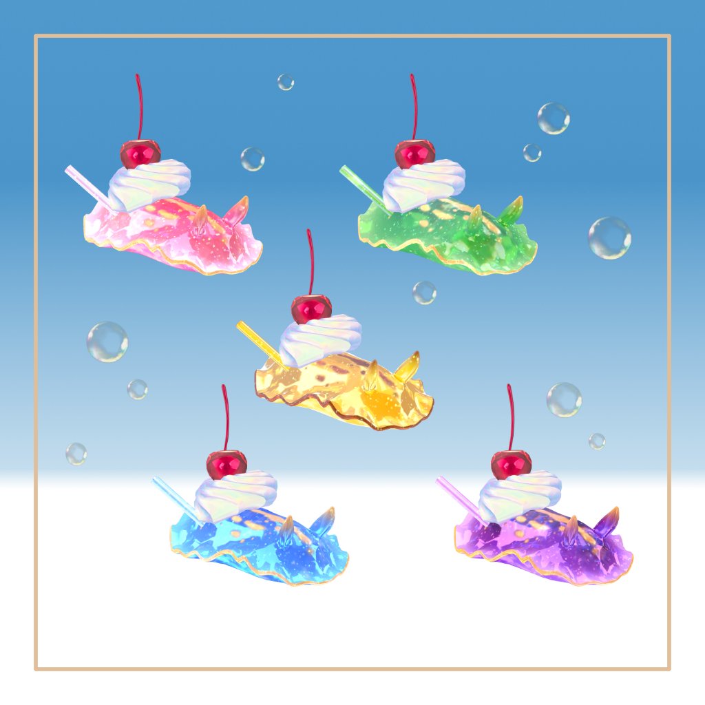 販売開始いたしました！クリームソーダみたいな謎の生き物？です　よろしくお願いしますー
#AtelierYuiki #オヤツウミウシ_3D