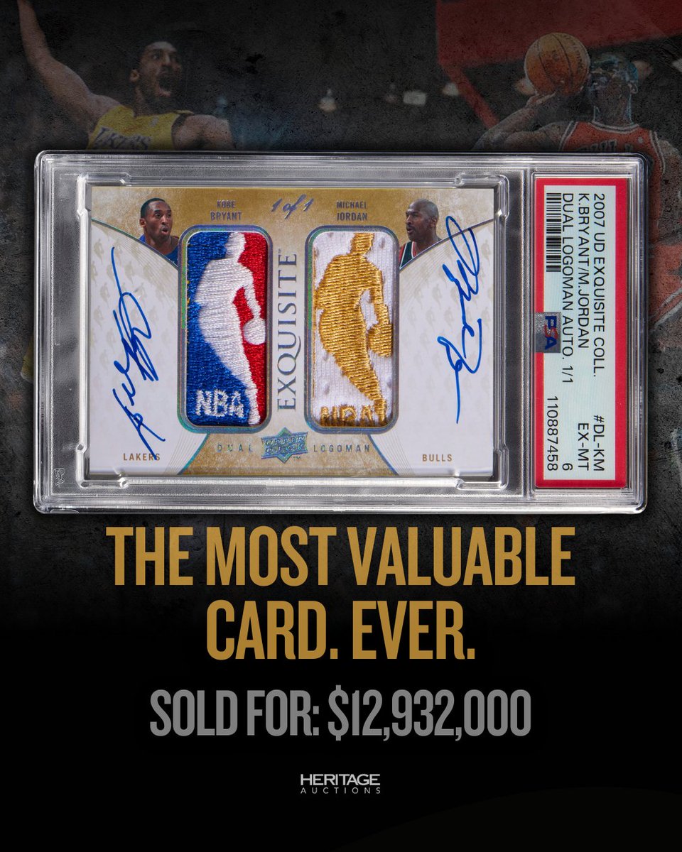 Heritage Auctions (@heritageauction) on Twitter photo 🚨New record 🚨 The only copy that will ever exist of an extraordinary card featuring images, NBA uniform logos, and signatures from two of the greatest players of all time broke the records for the highest price ever paid for a card Saturday in <a href="/Heritage_Sport/">Heritage Auctions Sports</a> Summer Platinum 🚨New record 🚨 The only copy that will ever exist of an extraordinary card featuring images, NBA uniform logos, and signatures from two of the greatest players of all time broke the records for the highest price ever paid for a card Saturday in <a href="/Heritage_Sport/">Heritage Auctions Sports</a> Summer Platinum