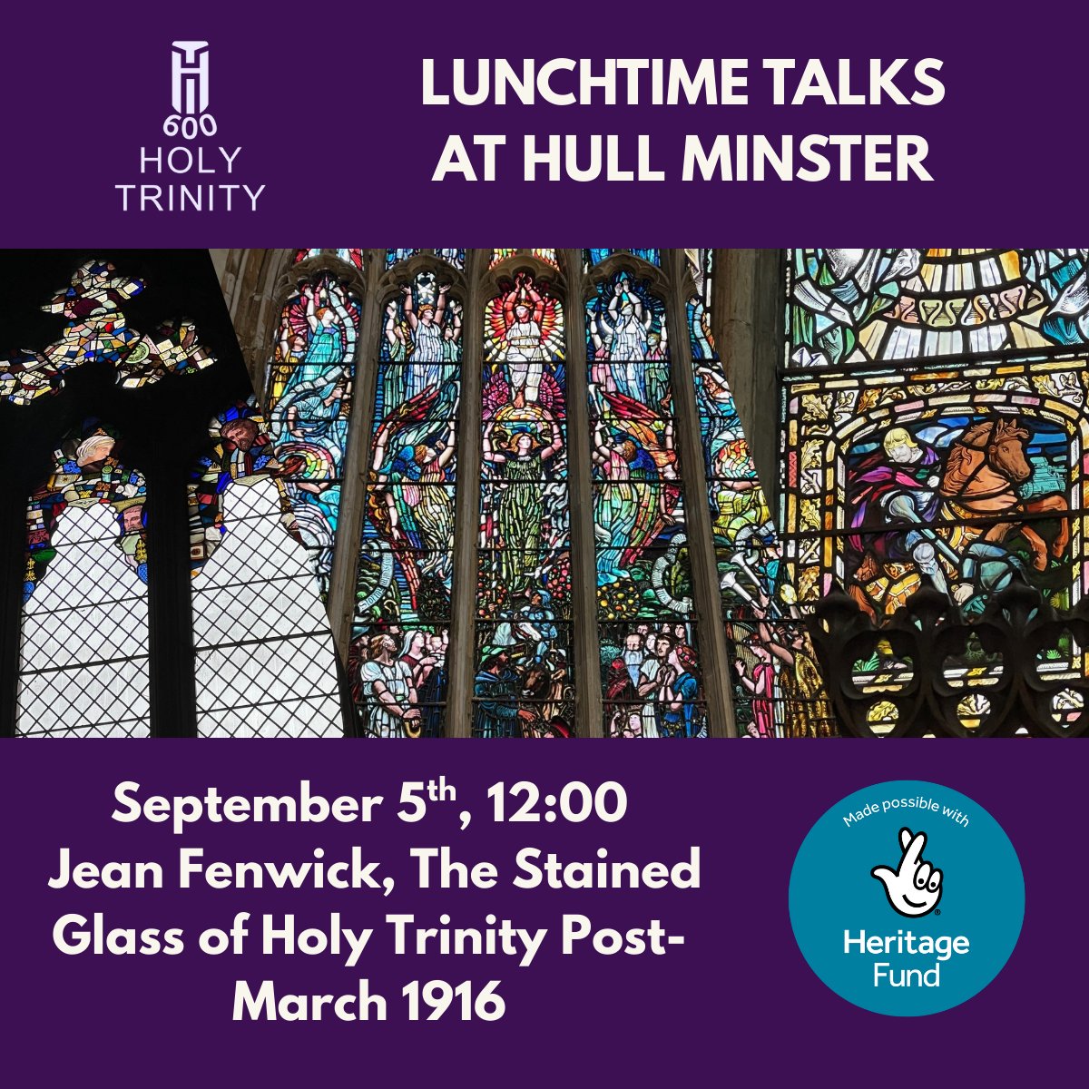 Hull Minster (@hullminster) on Twitter photo 🧩 Why is that window only half-made?
🕊️ What's the symbolism behind our most colourful window?
🤺 Why is there a modern tank behind that armoured knight?
Find out the answers to these (and more!) in our Heritage Talk on September 5th!
 #HullMinster #StainedGlass #HullEvents 🧩 Why is that window only half-made?
🕊️ What's the symbolism behind our most colourful window?
🤺 Why is there a modern tank behind that armoured knight?
Find out the answers to these (and more!) in our Heritage Talk on September 5th!
 #HullMinster #StainedGlass #HullEvents