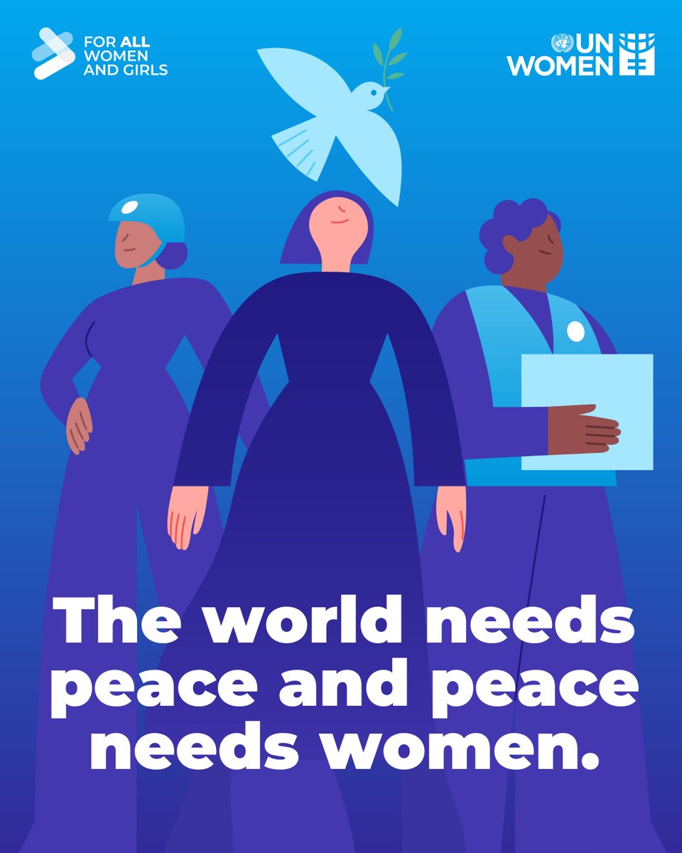 UN Women (@un_women) on Twitter photo War has devastating consequences for women and girls.
Yet, all over the world women are leading movements for #peace and rebuilding communities in the aftermath of conflict.
To achieve lasting peace and #equality, more women must be at the table.
#WomenPeaceSecurity War has devastating consequences for women and girls.
Yet, all over the world women are leading movements for #peace and rebuilding communities in the aftermath of conflict.
To achieve lasting peace and #equality, more women must be at the table.
#WomenPeaceSecurity