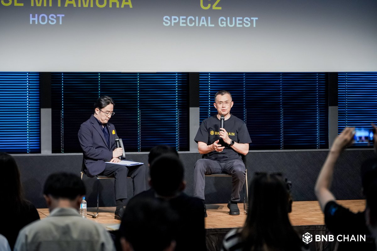 BNB Chain (@bnbchain) on Twitter photo <a href="/_BinanceJapan/">Binance Japan 🇯🇵</a> Look who just showed up 🤩
<a href="/cz_binance/">CZ 🔶 BNB</a> joins <a href="/JpCointelegraph/">コインテレグラフジャパン - Cointelegraph Japan</a>'s CEO, Hose Mitamura, for an exclusive fireside chat and AMA!
Stay tuned for the recap 👀 <a href="/_BinanceJapan/">Binance Japan 🇯🇵</a> Look who just showed up 🤩
<a href="/cz_binance/">CZ 🔶 BNB</a> joins <a href="/JpCointelegraph/">コインテレグラフジャパン - Cointelegraph Japan</a>'s CEO, Hose Mitamura, for an exclusive fireside chat and AMA!
Stay tuned for the recap 👀