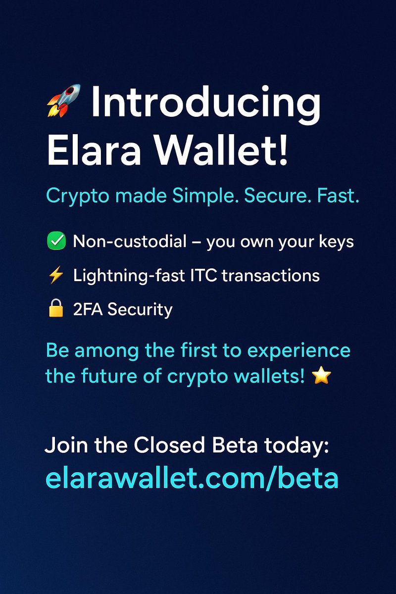 🚀 Introducing Elara Wallet!
Crypto made Simple. Secure. Fast.
<a href="/ElaraWallet/">Elara</a>-<a href="/interchained/">Interchained</a>
Be among the first to experience the future of crypto wallets! 🌟
👉 Join the Closed Beta today: elarawallet.com/beta