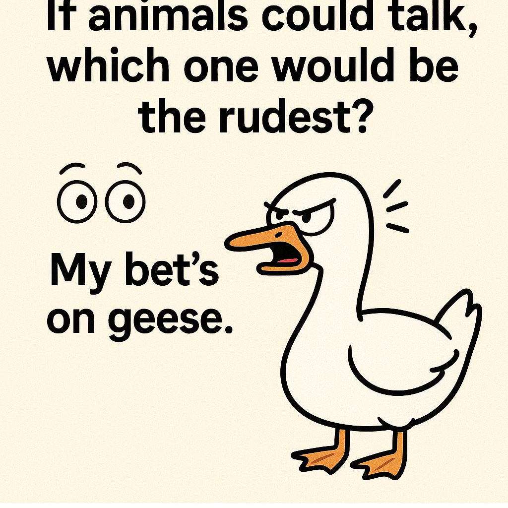 dtmp2018's tweet image. If animals could talk, which one would be the rudest? 👀😂 My bet’s on geese.”

#RandomQuestion #FunPost #CommunityChat #GooseEnergy

Danny The Man Parker On YouTube