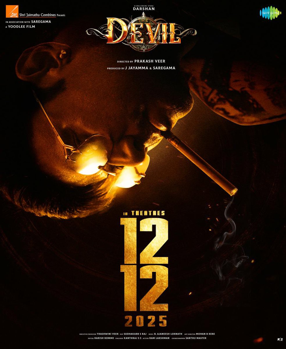 Cineloka.co.in (@cineloka) on Twitter photo Challenging Star Darshan’s Much Awaited Flick #TheDevil to Hit silver screens on 12th December.
#Cineloka
<a href="/dasadarshan/">Darshan Thoogudeepa</a> <a href="/sjmcfilms/">Shri Jaimatha Combines</a> <a href="/saregamasouth/">Saregama South</a> <a href="/AJANEESHB/">B AJANEESH LOKNATH</a> Challenging Star Darshan’s Much Awaited Flick #TheDevil to Hit silver screens on 12th December.
#Cineloka
<a href="/dasadarshan/">Darshan Thoogudeepa</a> <a href="/sjmcfilms/">Shri Jaimatha Combines</a> <a href="/saregamasouth/">Saregama South</a> <a href="/AJANEESHB/">B AJANEESH LOKNATH</a>