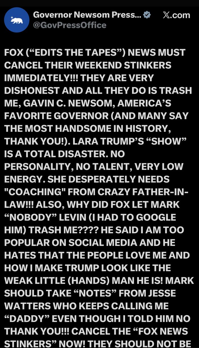 DecodingTrolls's tweet image. ⚡️Newsom Trumps Draumpf: Donald apes James Joyce Stream-of-Consciousness style then gets aped.

@GovPressOffice is piercing Donald’s ‘authentic’ writing style. 

Of course, Don Disinfolklore archetypes ‘authenticity’ by getting others to write his tweets. 

Now, anyone can play…