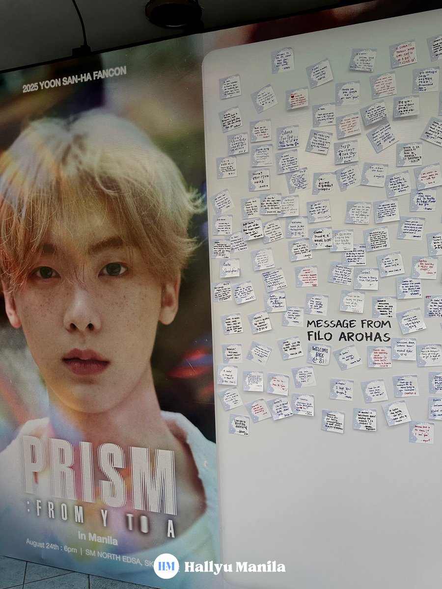 HallyuManila's tweet photo. AROHA’s, let’s keep the love flowing while waiting! 💕 Leave your messages for San-Ha here 🥹💖

Still have chance to get 🎟️: https://t.co/aNyK1kqyEn or SM Tickets Outlets

Presented by @LSquaredProdPH 
#YOONSANHA #ASTRO #AROHA #SanhainManila #PRISMfromYtoA_Manila #LSquaredProdPH https://t.co/PBBqsmlJvi