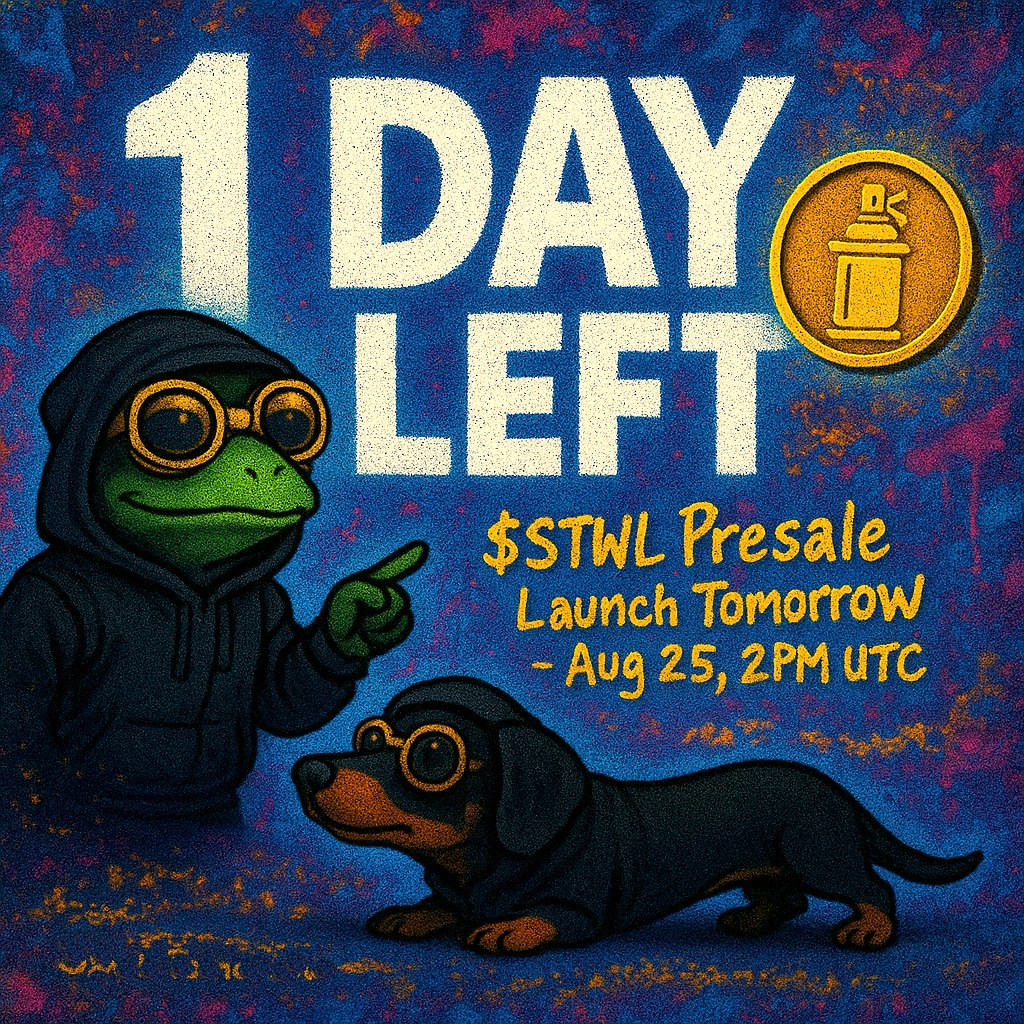 🚨 This is it!! 🚨
Only 1 DAY LEFT until the $STWL Presale Launch!

💰 $STWL goes live tomorrow - Aug 25, 2PM UTC.
⚡ Don’t miss your chance to join StreetWall from the start.

👉 The wall opens tomorrow. Are you in?
#STWL #StreetWall #CryptoPresale #Web3 #StreetArt