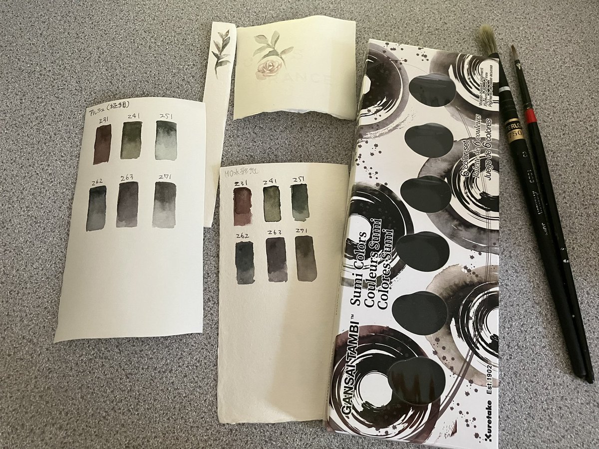 5月のコミティアで購入していた呉竹さんの水彩絵具の色見本を作るなどしました
大変好みの艶っぽい墨色でニヤニヤしてますﾆﾔﾆﾔ