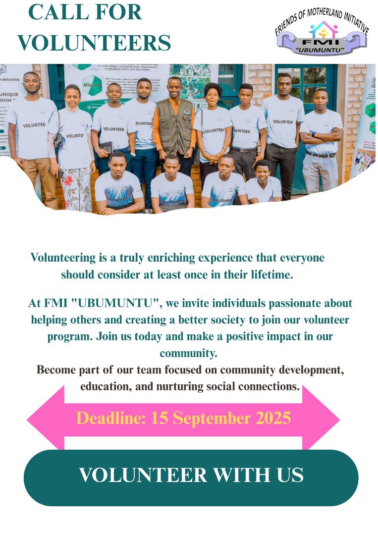 Happy Sunday to you! 

We are excited to invite passionate youth from <a href="/GisagaraDistr/">Gisagara District</a> to join Cohort 3 of our Volunteering Program. This initiative offers an incredible opportunity for young people to engage in meaningful activities that make a difference in their communities.1/3