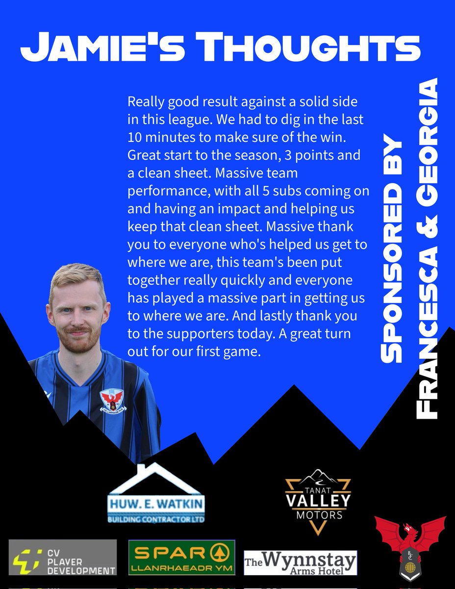 LlanrhaeadrYMFC's tweet photo. #JamiesThoughts #comeonLlan #oneclub https://t.co/SXWKC82003