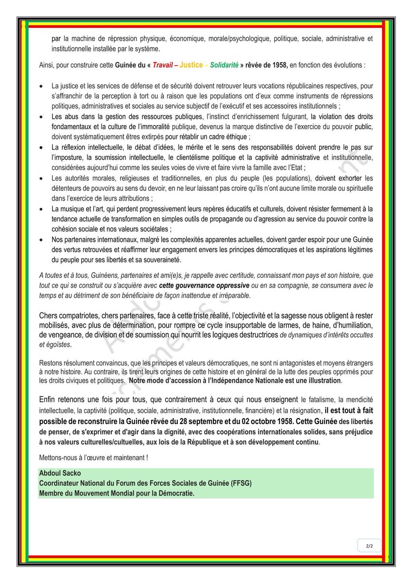 jalloh_jalal's tweet photo. Merci mon cher Abdul Sacko. Prompt rétablissement à toi. Tu es une valeur, la Guinée peut encore espérer car parmi les mauvaises arachides il y'a toujours des bonnes graines. Tu en fait de ces bonnes graines. Seule la lutte libère.
#MoDeL #ForcesV, @ForcesSociales, #Fndc https://t.co/646bWW65Pm