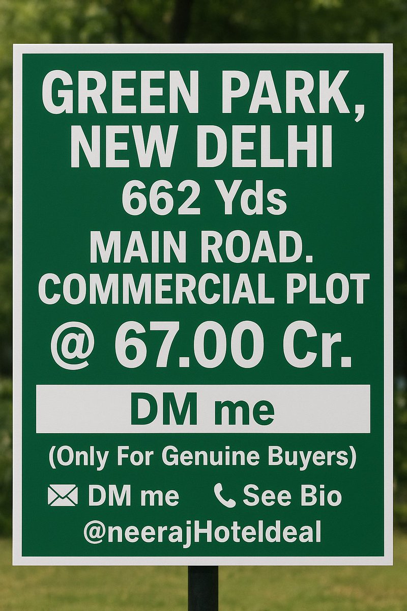 neerajHoteldeal's tweet photo. Green Park, New Delhi  662 Yds
Main Road. Commercial Plot
@ 67.00 Cr.

📩 DM me
(Only For Genuine Buyers)
☎️ See Bio
@neerajHoteldeal

#Greenpark #NewDelhi #delhi #commercialplot https://t.co/0iT44hEKJp