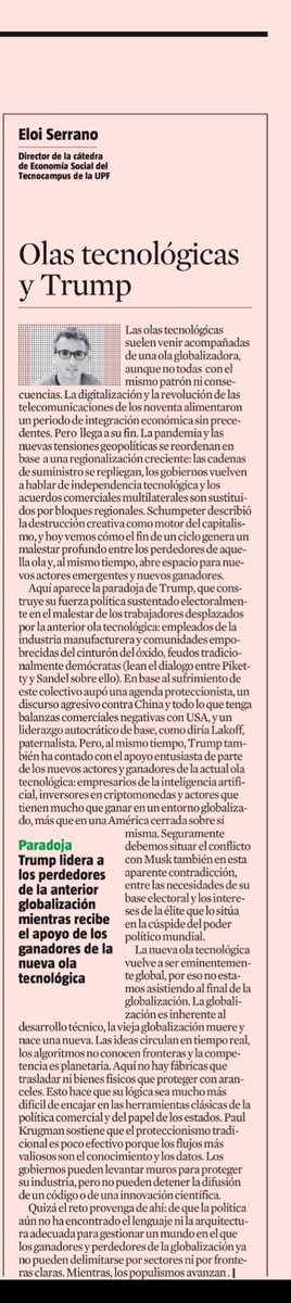 Eloi Serrano Robles (@eloiserrano) on Twitter photo Avui público aquest article a <a href="/LaVanguardia/">La Vanguardia</a> sobre la paradoxa de Trump I les onades tecnologiques. Avui público aquest article a <a href="/LaVanguardia/">La Vanguardia</a> sobre la paradoxa de Trump I les onades tecnologiques.