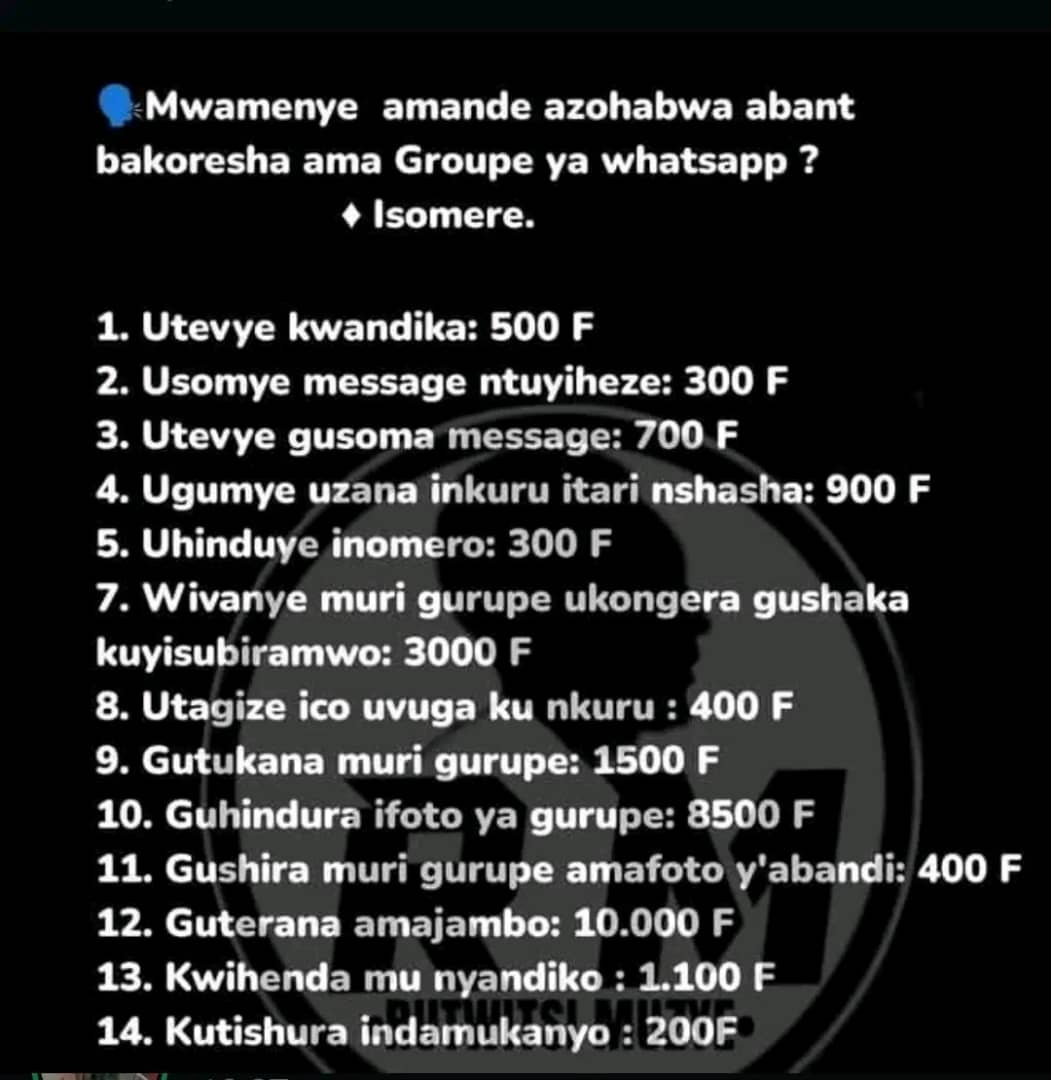 Amategeko ya groupe z'abakora muri OBR😀