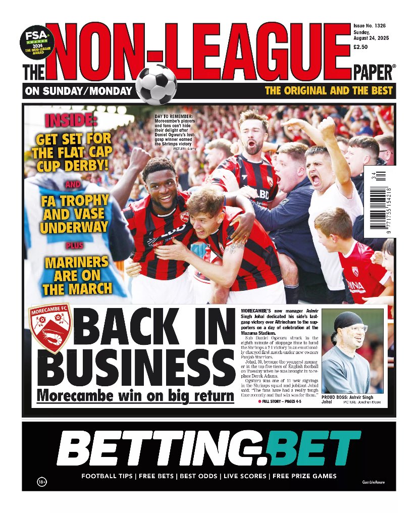 🦐 𝐁𝐚𝐜𝐤 𝐢𝐧 𝐁𝐮𝐬𝐢𝐧𝐞𝐬𝐬! 🦐

Morecambe return to action with victory 

🗞️ This week’s NLP is out now