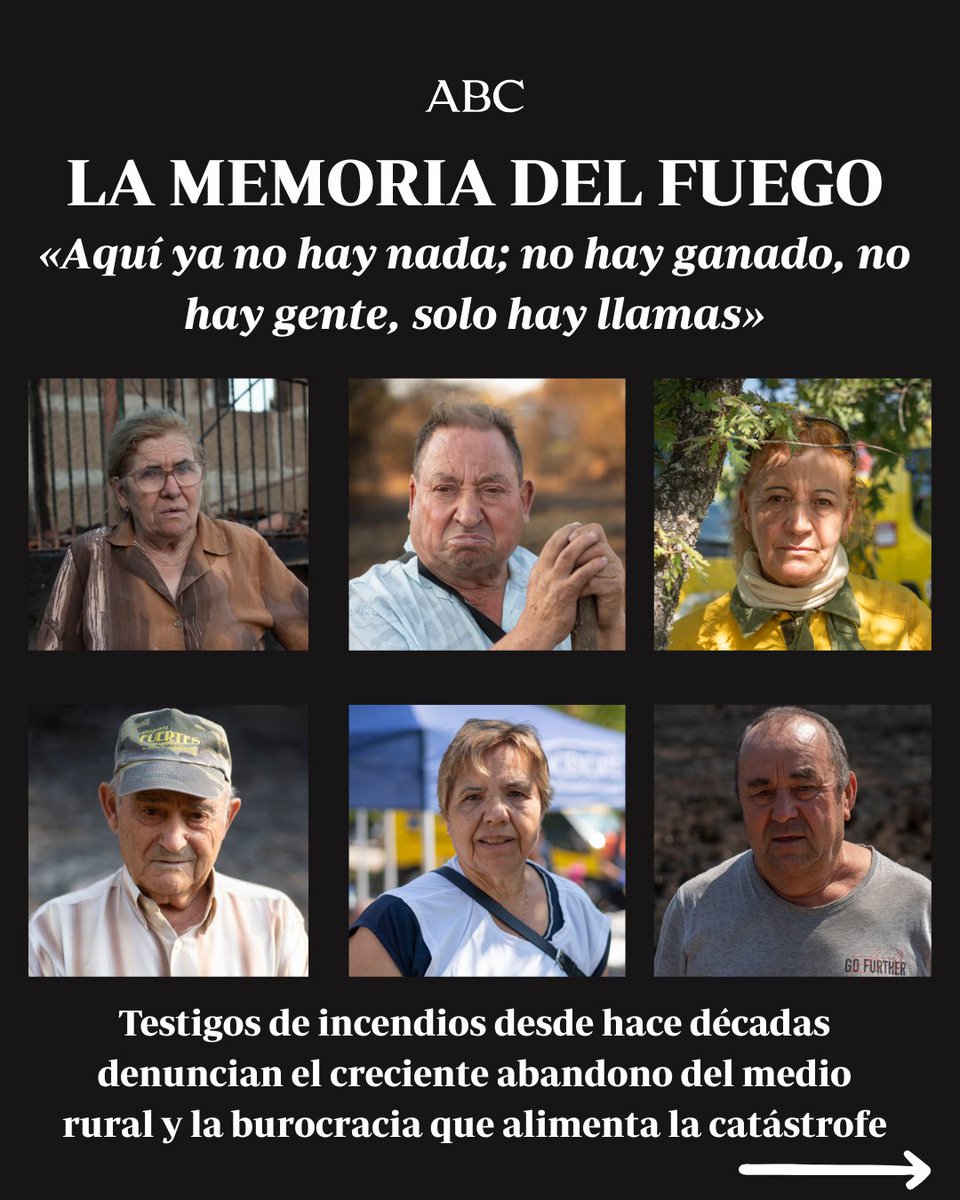 🖤 Varios afectados por los incendios de este verano relatan cómo el abandono del mundo rural está alimentando el fuego. Protestan por la burocratización del campo y la falta de atención en los pueblos que habitan.

🧵