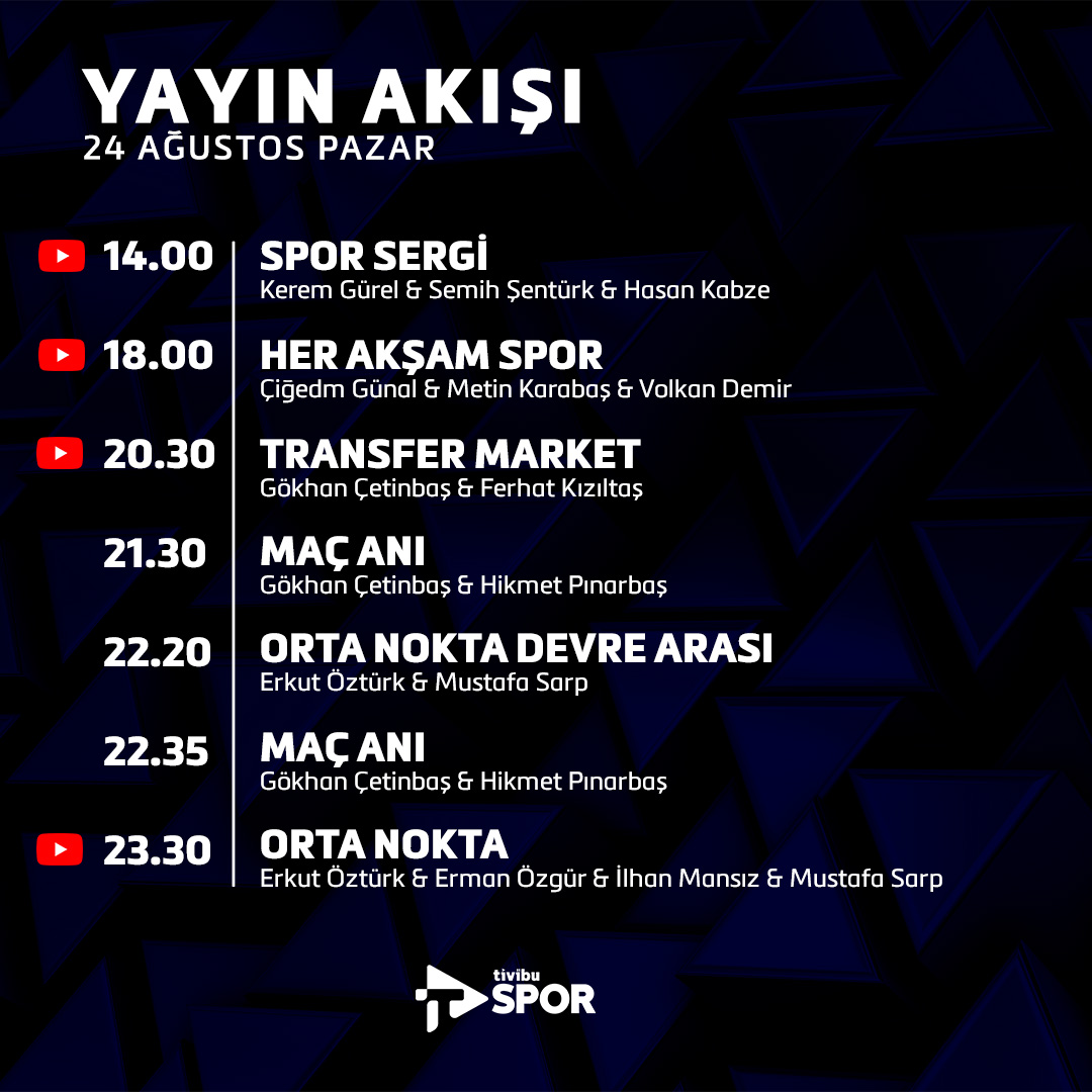 Tivibu Spor'da bugün👇