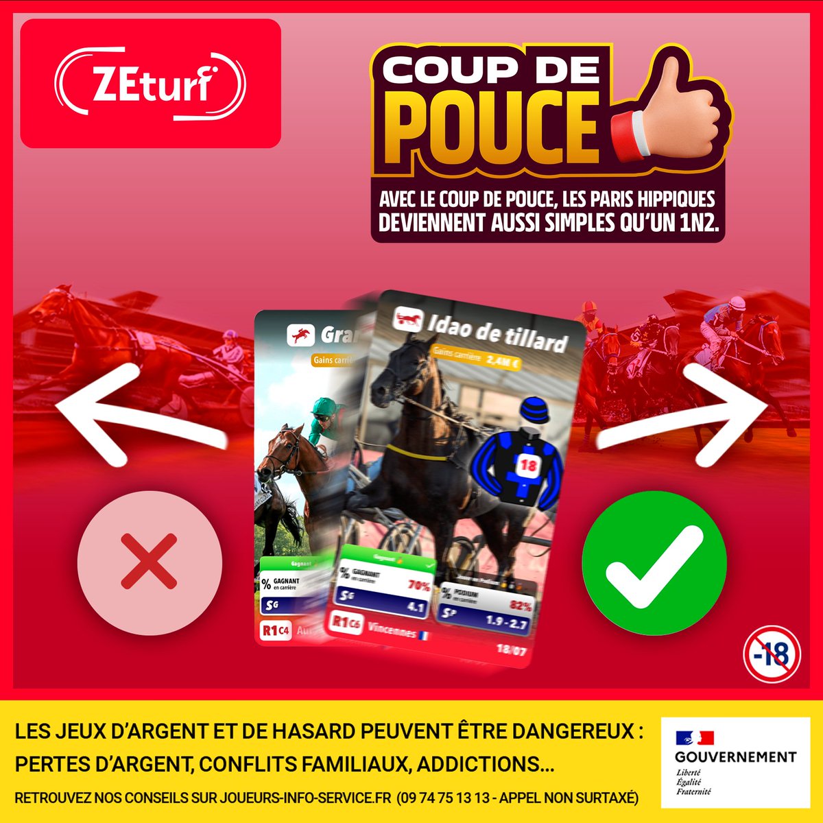 Encore plus simple que de choisir votre buteur au foot. 😉 

Quel est votre coup de pouce du jour ? Le cheval que l'on doit absolument swiper à droite ? ✅