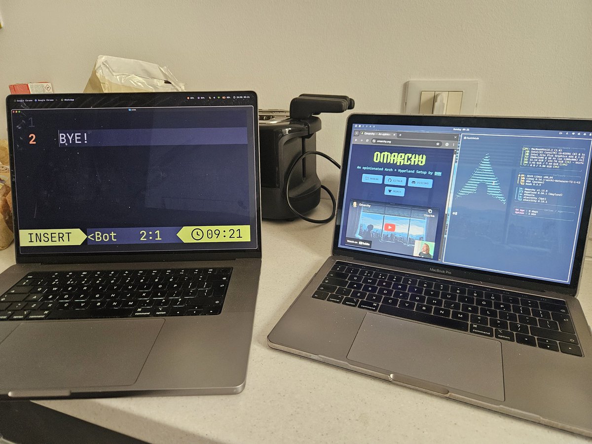 neosepulveda's tweet image. Revived my 2018 MacBook Pro with #Omarchy —runs incredibly fast and smooth. I&apos;ve loved Omarchy on my desktop since launch as the best dev setup. Traveling with my M3 felt like a downgrade every time I use it.
Huge thanks, @dhh, for Omarchy and this amazing community! (1/3)
