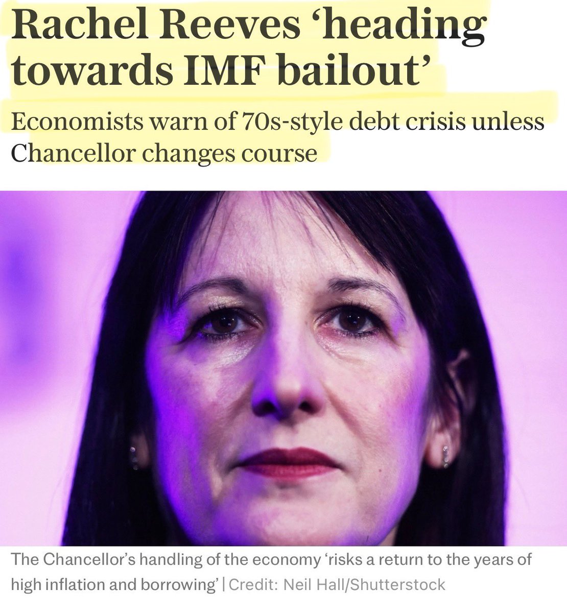 IMF vultures circling. 

This is not a surprise to anyone who has paid attention to the insane ‘borrow and spaff’ policies of Reeves, Starmer and Miliband.

Idiots.