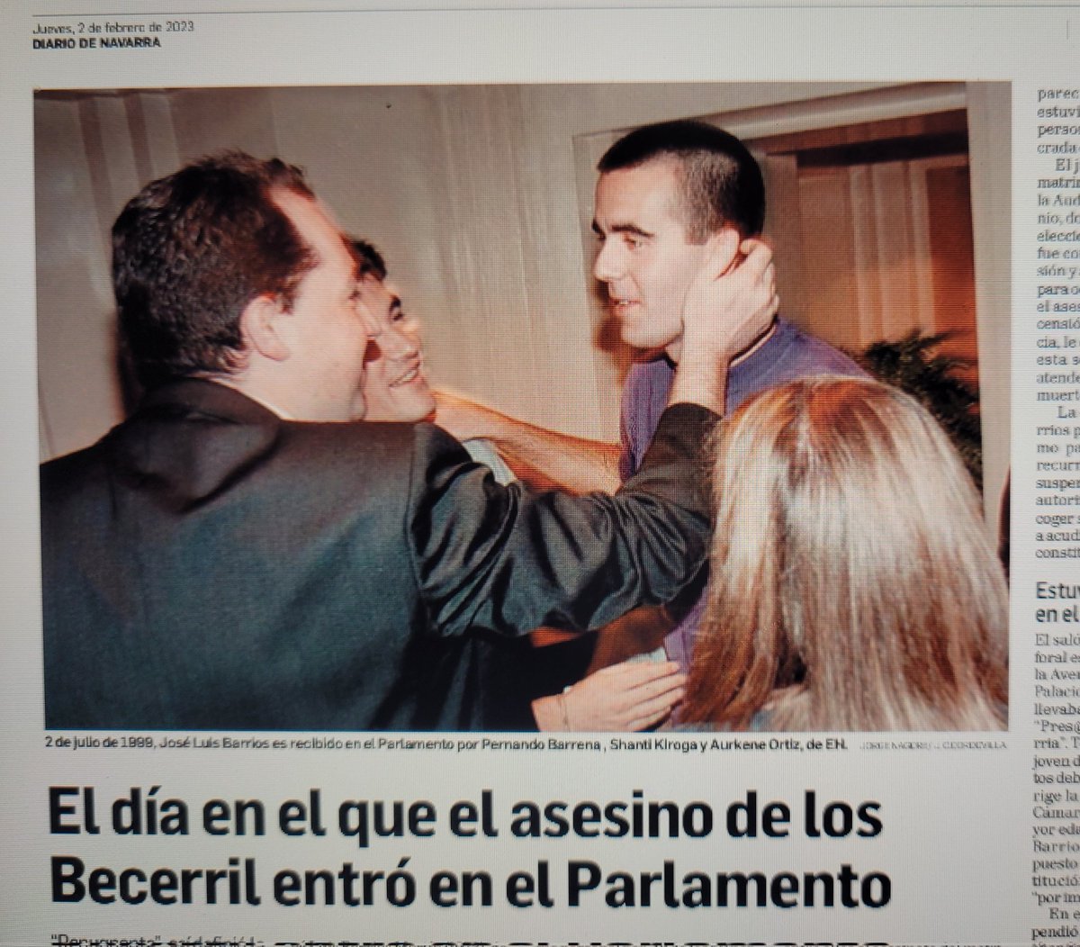 Juan Gazpio (@gazpiojuan) on Twitter photo Barrena defiende la «lucha legítima» de 'Txiki' y Otaegi porque «la vía democrática estaba cerrada»
En la foto acaricia al asesino de los Jimenez Becerril, cuando la "democracia estaba abierta"
<a href="/DignaGogoan/">Gogoan-por una memoria digna</a>
<a href="/teresajbecerril/">Teresa Jiménez-Becerril</a>
#MemoriaDemocratica
diariovasco.com/politica/barre… Barrena defiende la «lucha legítima» de 'Txiki' y Otaegi porque «la vía democrática estaba cerrada»
En la foto acaricia al asesino de los Jimenez Becerril, cuando la "democracia estaba abierta"
<a href="/DignaGogoan/">Gogoan-por una memoria digna</a>
<a href="/teresajbecerril/">Teresa Jiménez-Becerril</a>
#MemoriaDemocratica
diariovasco.com/politica/barre…