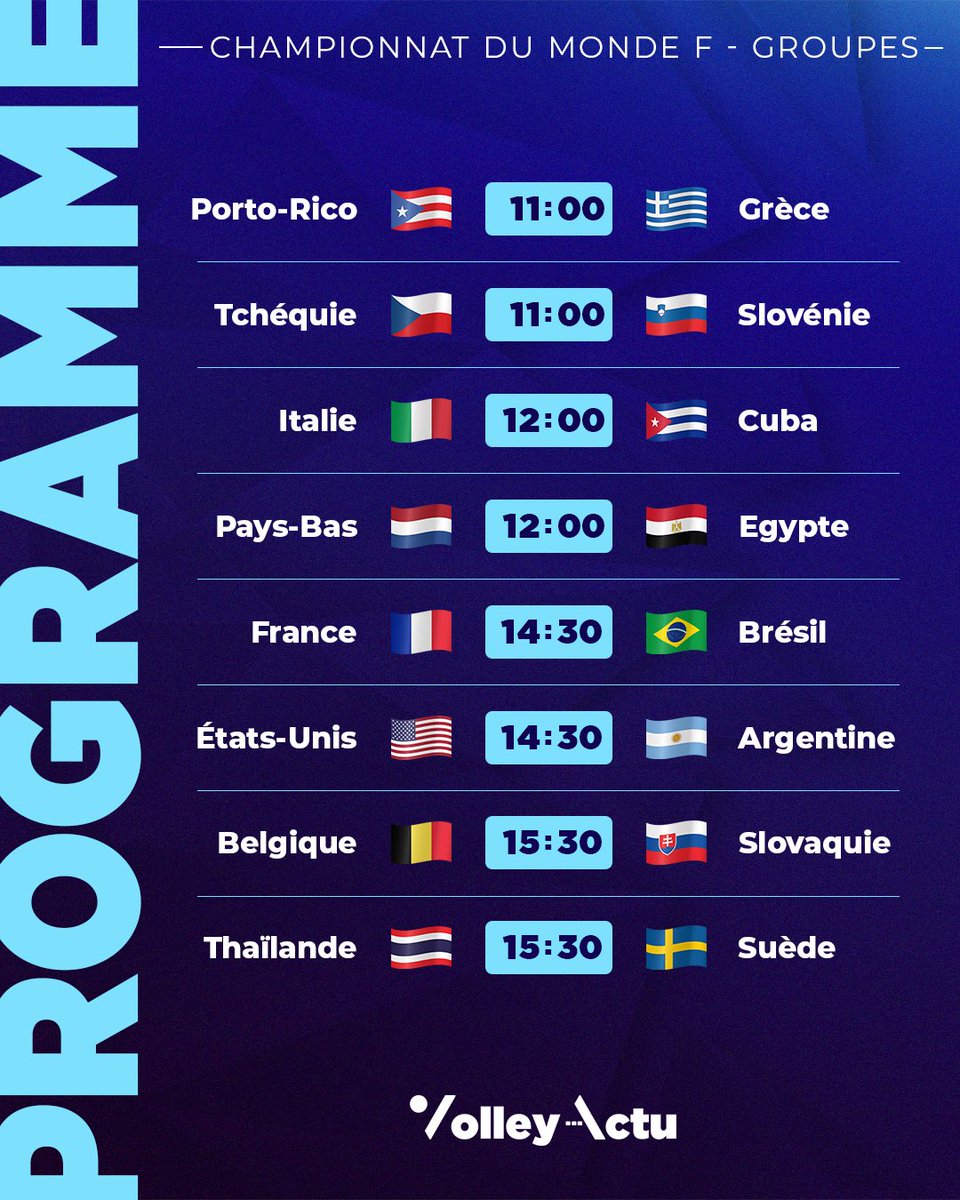 VolleyActu's tweet image. 📆 Le #programme de la journée au Championnat du monde féminin 🔥

#WWCH2025 #WWCH