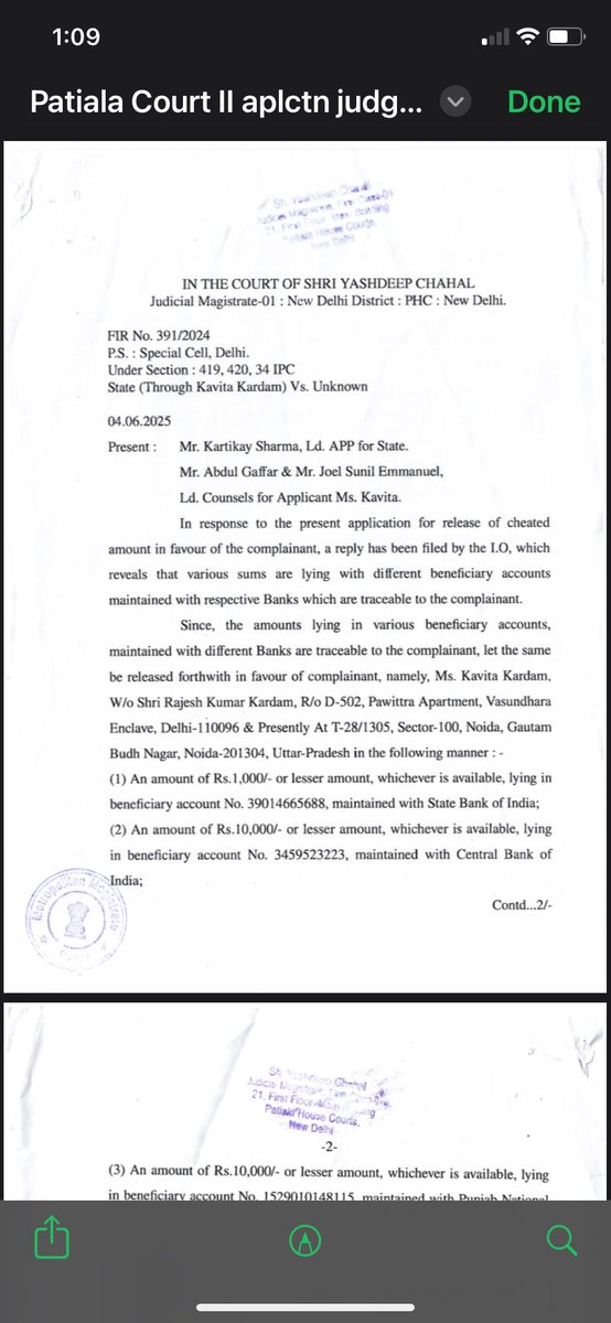 editorVB's tweet photo. @DCP_IFSO  @HMOIndia not getting response from Cyber Cell DP, even banks  @ICICIBank @pnbindia @RBI are not actioning hon’ble court order, awaiting refund of lien amount in cybercrime FIR 391/2024 cheated 94L. have a look on attachment. https://t.co/fnUEv8V2Of