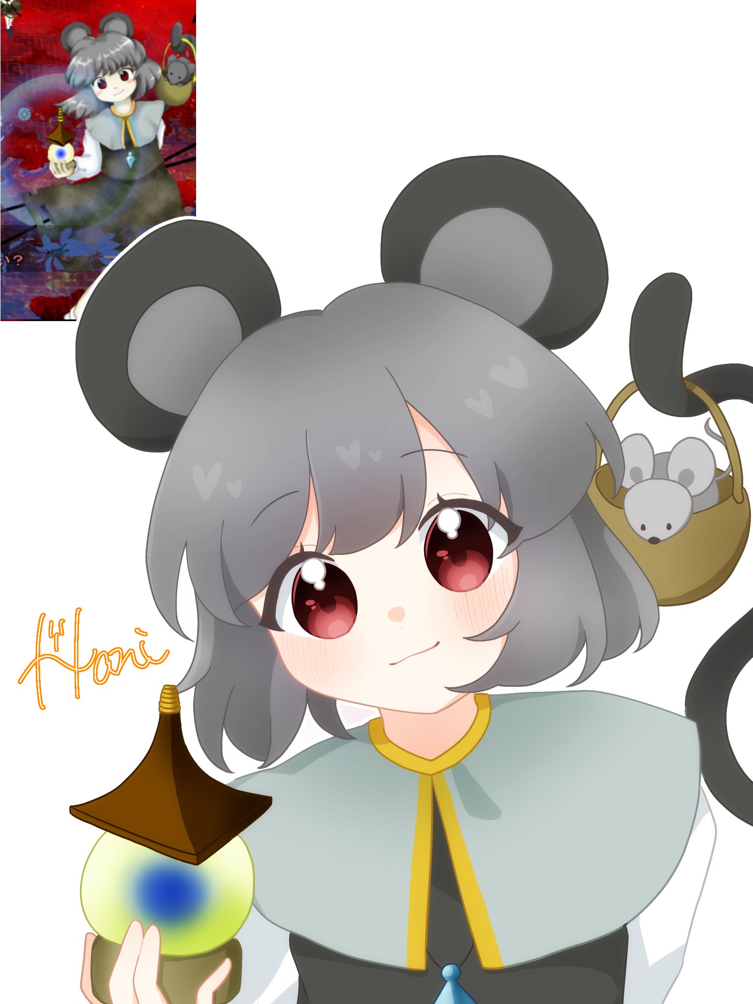 直筆色紙　東方　ナズーリン　HAPPYCLOVER Yahoo!オークション -「東方 ナズーリン」(手描きイラスト) の