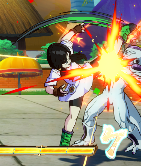 ドラゴンボールファイターズで好きなとこ ビーデルさんでレバー後ろ中攻撃を二回入力で、同じモーションの上段回し蹴りを二回繰り出すのがあるんだけど、原作のこのコマで「ダンッダンッ」って二回擬音なってるから、それをオマージュしてるんだろうなー、細かいなーっていうとこ、好き。 そんだけ。