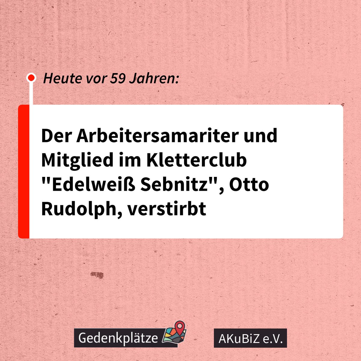 #OTD vor 59 Jahren: Der Arbeitersamariter und Mitglied im Kletterclub "Edelweiß Sebnitz", Otto Rudolph, verstirbt gedenkplaetze.info/biografien/ott…