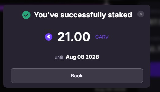 DCA Journey DAY:21 🔖   
I put my 21th snowflake.      
I bought 21 $CARV, making a total of 231 $CARV in 21 days.  
Here is my 21th snowflake tx❄️: basescan.org/tx/0x66df6cd63…

And for sure I staked 21 $CARV that I buy today for 1080 days. 
My 10th snowball tx: