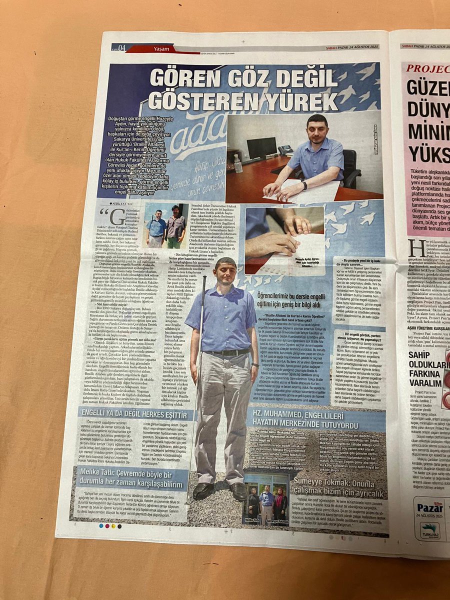 Türkiye'de ilk olarak <a href="/sakaryauni/">Sakarya Üniversitesi</a> ‘de gerçekleştirdiğimiz Braille Alfabesi ile Kur'an-ı Kerim Öğretimi dersi hakkında <a href="/sabah/">Sabah</a> Gazetesi Pazar Eki için öğrencilerimiz <a href="/Sumeyye_Tokmak_/">Sümeyye Tokmak</a> ve Melike Tatlı ile verdiğimiz röportaj... İlgililere teşekkürlerimle... sabah.com.tr/pazar/2025/08/…
