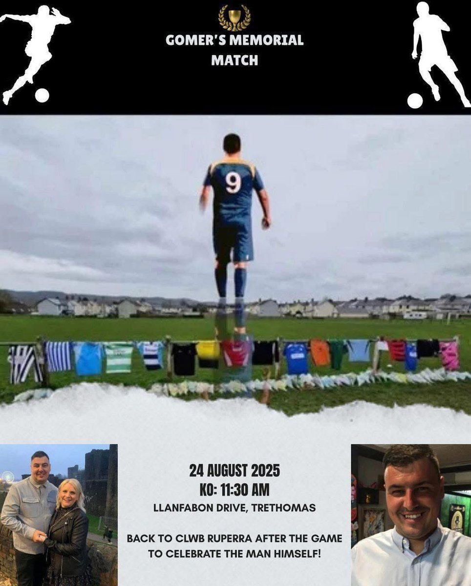 Gomer’s memorial match is being held over at Llanfabon Drive today at 11:30am and then back over to Clwb Ruperra to celebrate his life.
Let’s celebrate him in style, hope to see you there! 💙