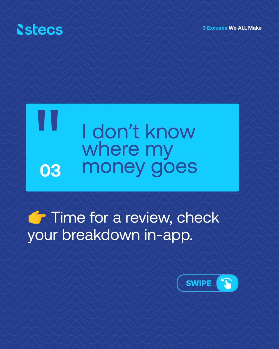 Stecsng's tweet image. We’ve all been there, but excuses don’t build wealth.
Let’s start calling them out, and more importantly… outgrowing them.
Which of these have you said this year? 👀

#MoneyExcuses #FinancialAwareness  #InteractiveFinance #EthicalBanking #HalalBanking