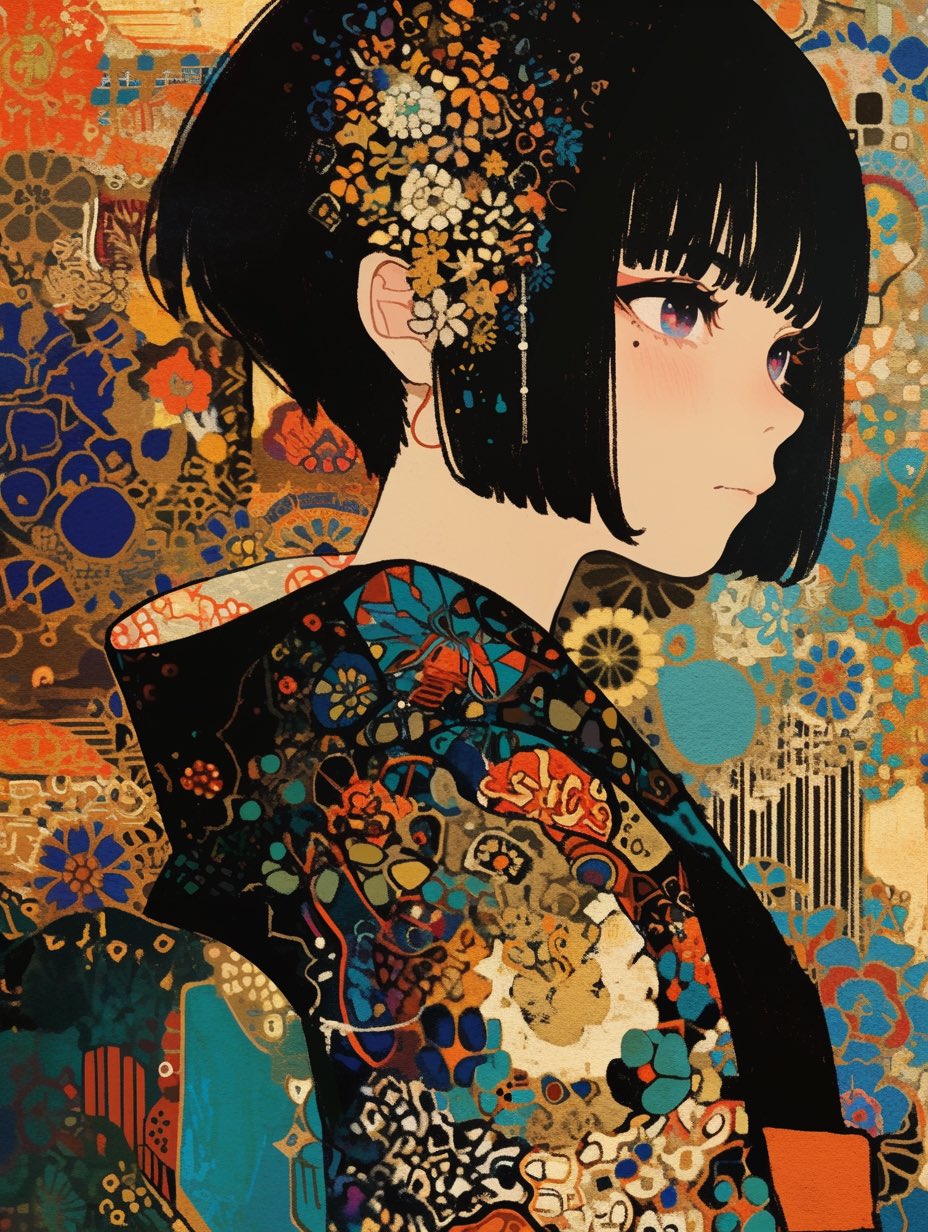 赤絵細描風アート「鞠」イラスト原画 岳原えりか on X: 
