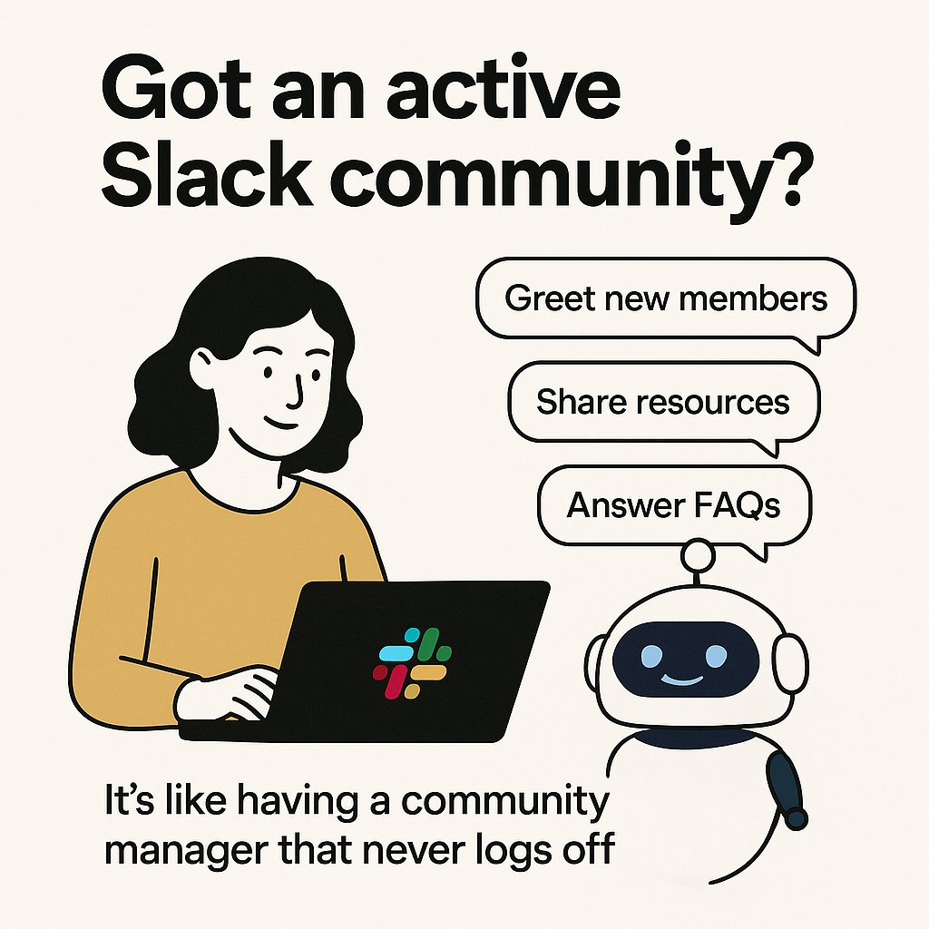 fastbotsai's tweet image. Got an active Slack community?
Add a FastBot to:

- Greet new members
- Share resources
- Answer FAQs

It’s like having a community manager that never logs off.
#SlackCommunity #ChatbotTools #FastBots