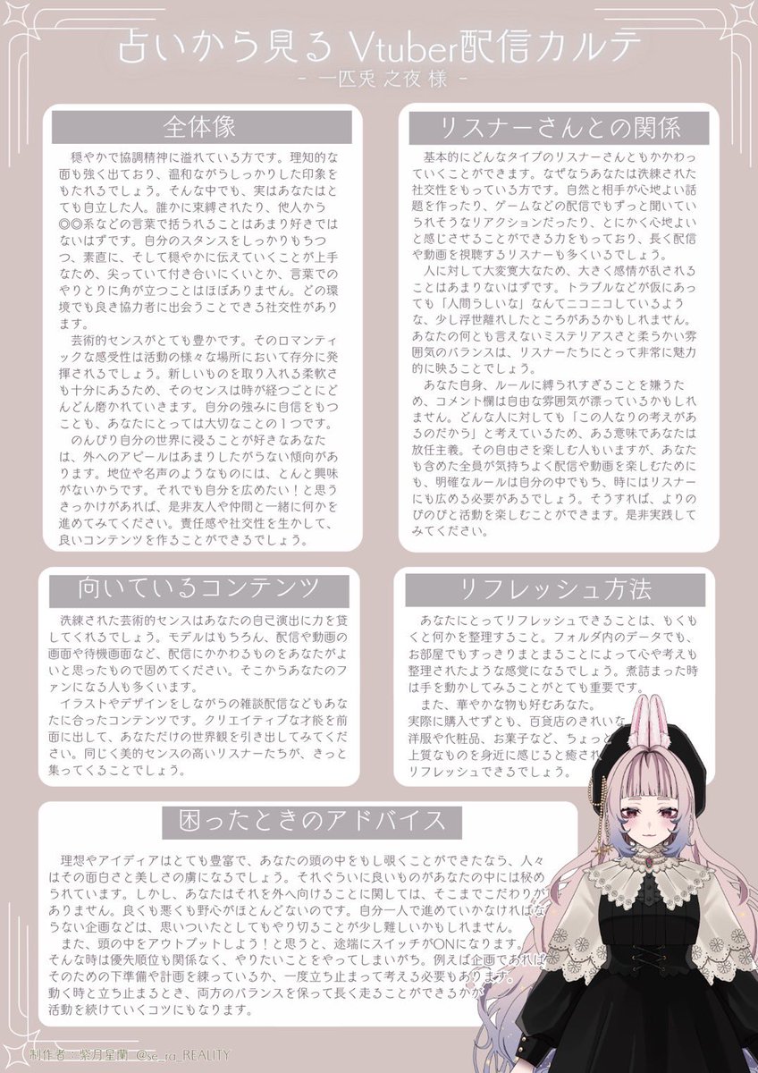 せいらさんの占いは良いですよ〜✨✨
私も実は……、占いカルテ頂いてました！！
本邦初公開…☺️☺️☺️