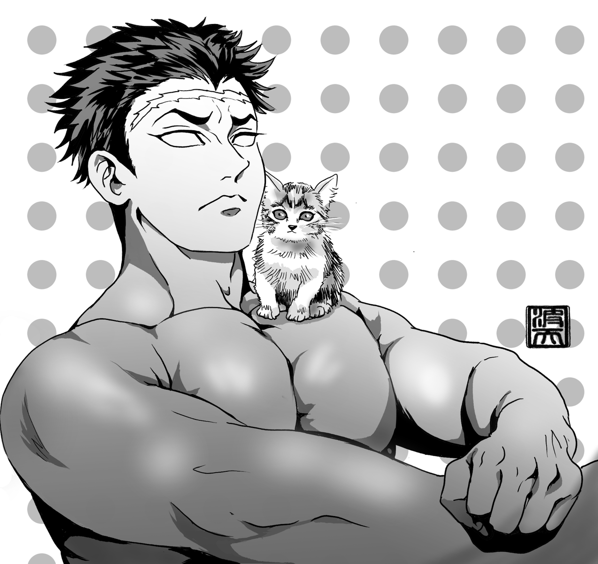 ずっと気になっていたマッスルプラス様の素材を使わせていただきました。ヒメジマさん🎂