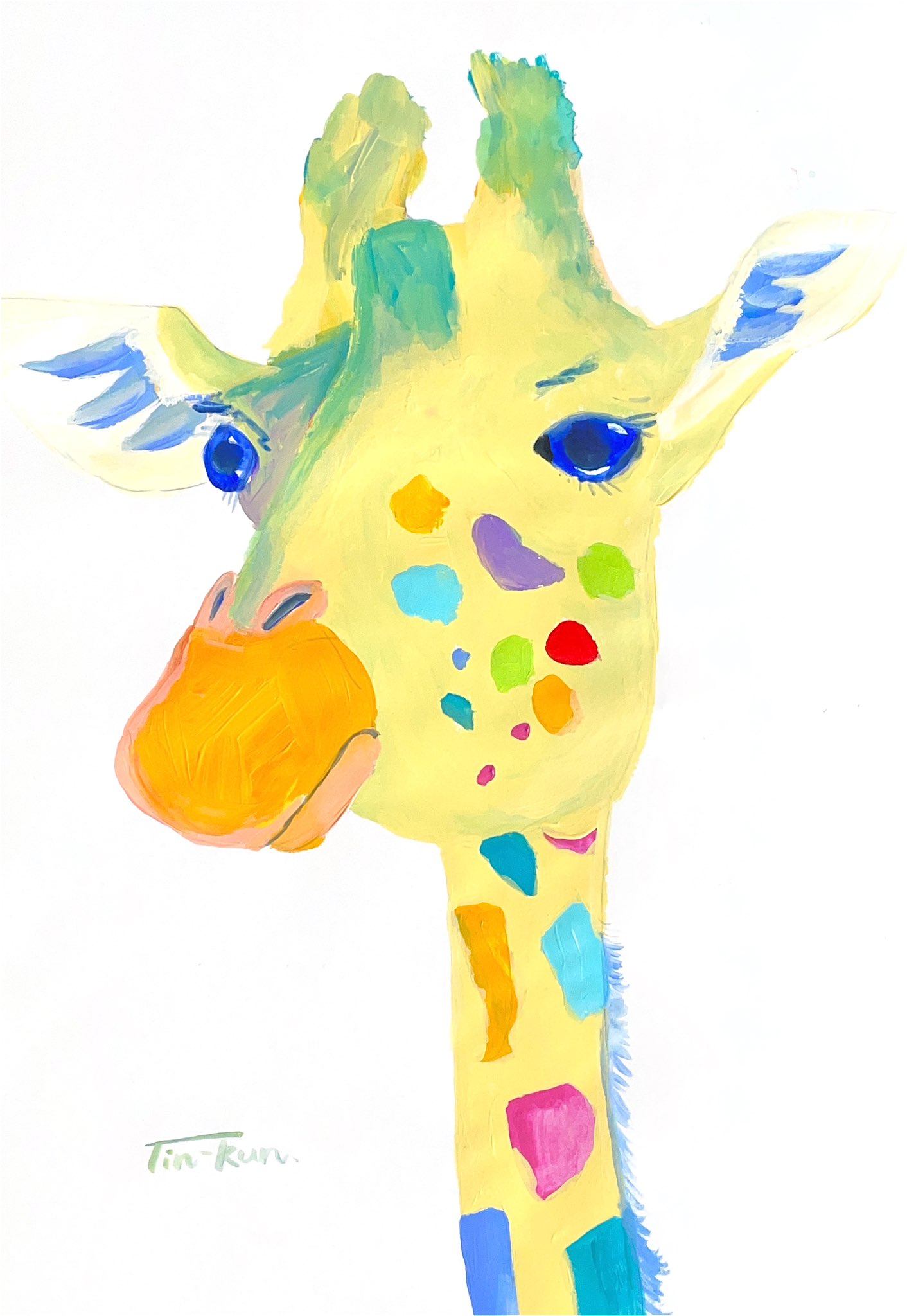 アクリル絵画　キリン キリン ＃アート ＃絵画 ＃原画 ＃アクリル画 20cm角 絵画