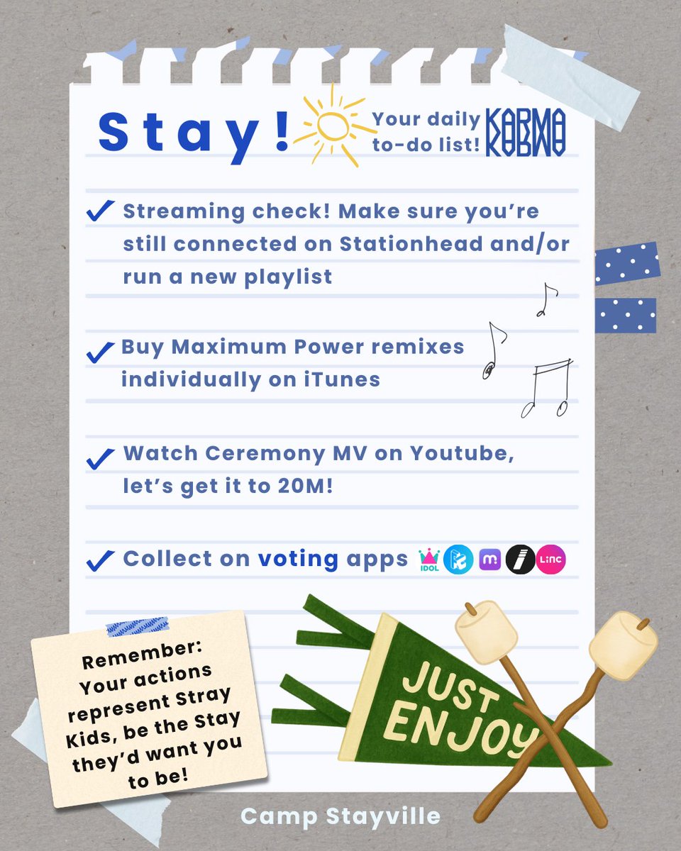 Camp STAYville (@campstayville) on Twitter photo Campers, don't forget to swing by the camp bulletin board to check your super simple to-do's for the day! Take 'em one by one and remember, every contribution helps no matter how "small". We've got this!! Fighting! Campers, don't forget to swing by the camp bulletin board to check your super simple to-do's for the day! Take 'em one by one and remember, every contribution helps no matter how "small". We've got this!! Fighting!